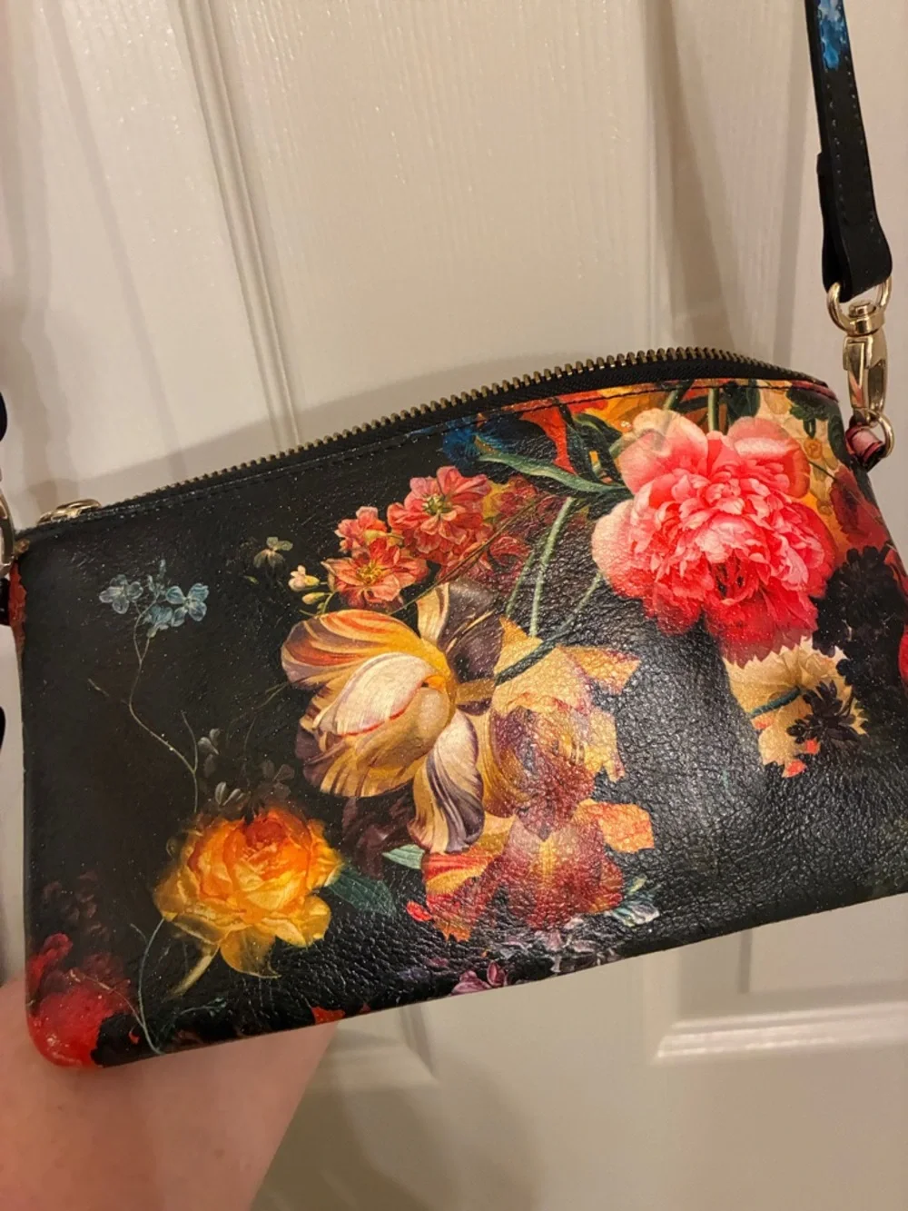 Lodis Floral Crossbody Wristlet -‎ Black Multi